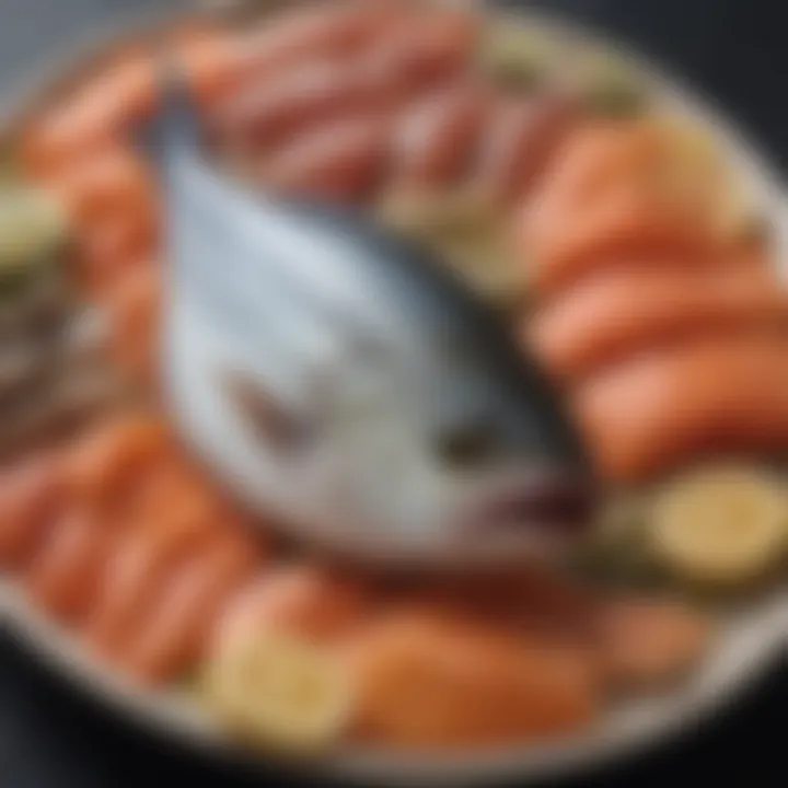 A vibrant platter of fatty fish rich in omega-3.