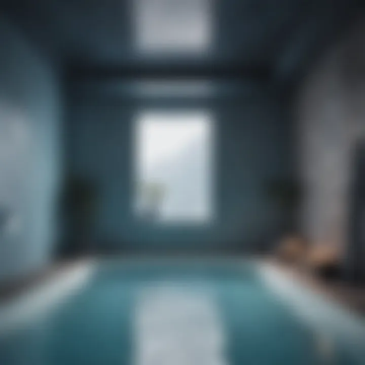A tranquil meditation space with cool blue tones