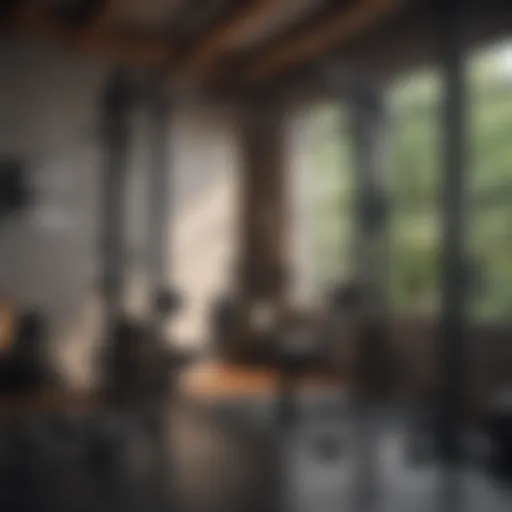 Compact home gym setup with multifunctional equipment