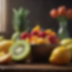 A vibrant arrangement of colorful fruits showcasing their health benefits.