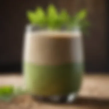 Hemp Seed Smoothie Close-up of a hemp seed smoothie garnished with fresh greens