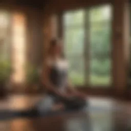 Serene yoga environment showcasing a practitioner in a tranquil pose
