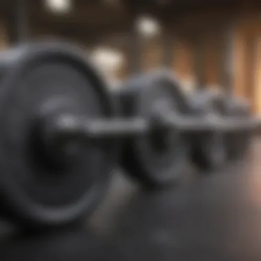 Close-up of weights on a barbell