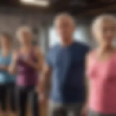 Fitness Class for Seniors Group of seniors participating in a fitness class