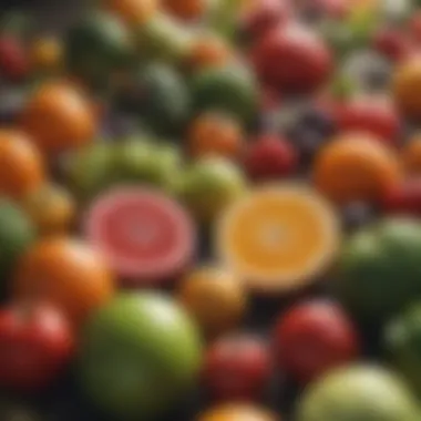 Close-up of vibrant fruits and vegetables