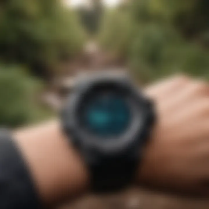 G Shock Heart Rate Watch on wrist during outdoor activity