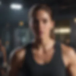 A person engaging in a focused workout session