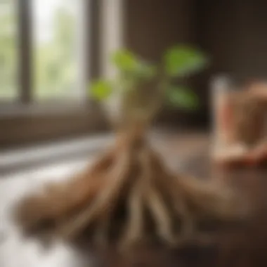 Ginseng: The Natural Booster Close-up of ginseng roots with a blurred gym background