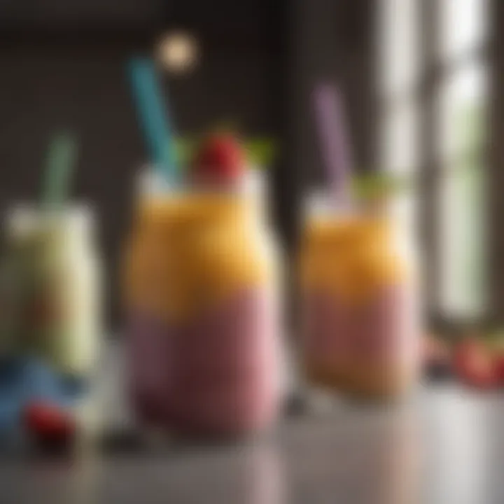 Delicious array of smoothie jars with diverse flavors