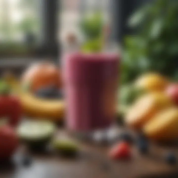 Colorful selection of fresh ingredients for smoothies