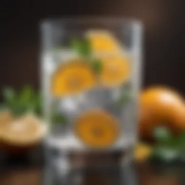 Hydration with Infused Flavors A refreshing glass of water infused with citrus and herbs
