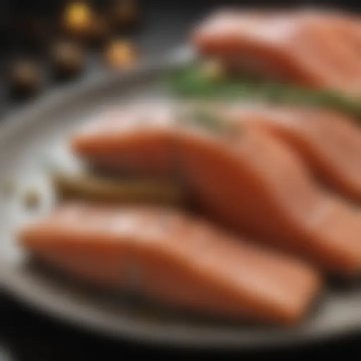 An elegant display of fatty fish like salmon on a plate