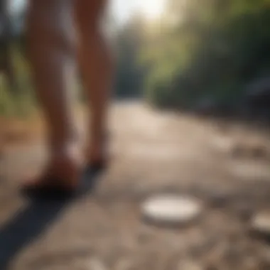 Close-up of feet walking on a path