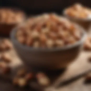 Assorted nuts in a rustic bowl