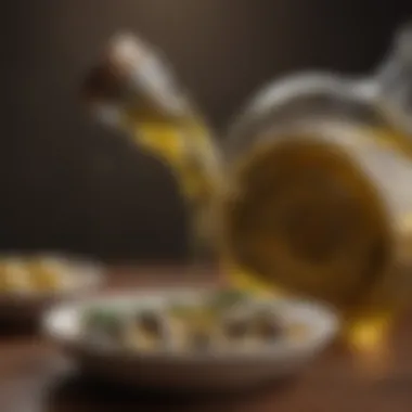 Olive oil poured into a stylish dish