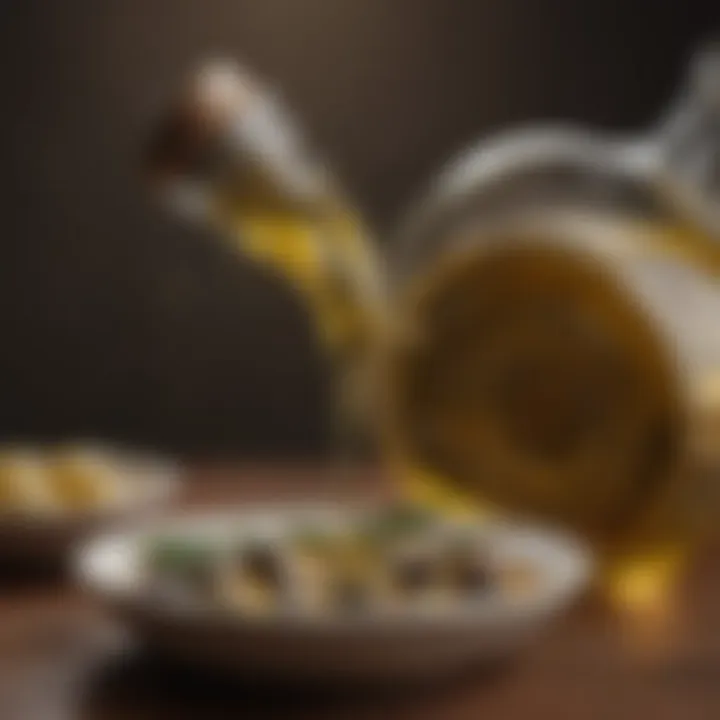 Olive oil poured into a stylish dish