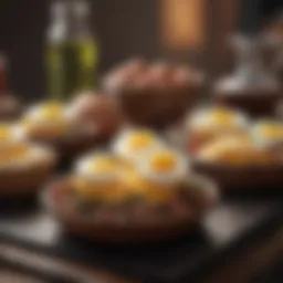Plate of assorted egg dishes