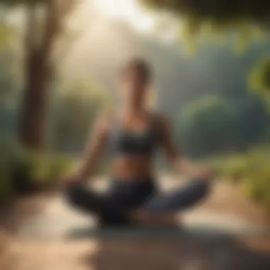 A serene outdoor setting featuring a person engaged in yoga.