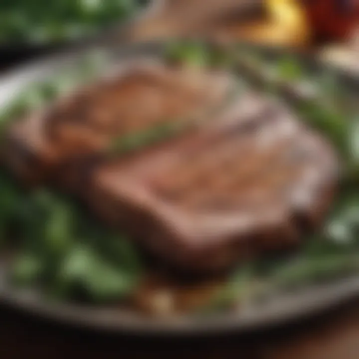 A vibrant plate of grilled meat and greens