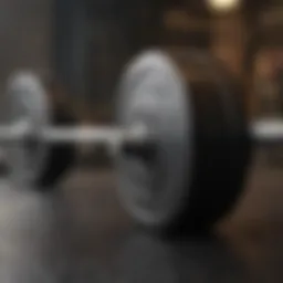 Close-up of barbell material quality