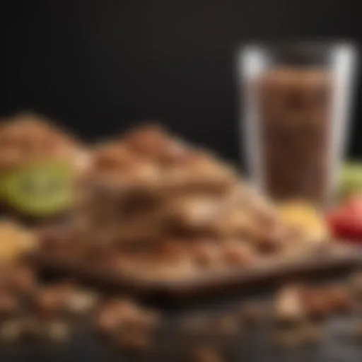 An assortment of healthy snacks including nuts, fruits, and granola bars