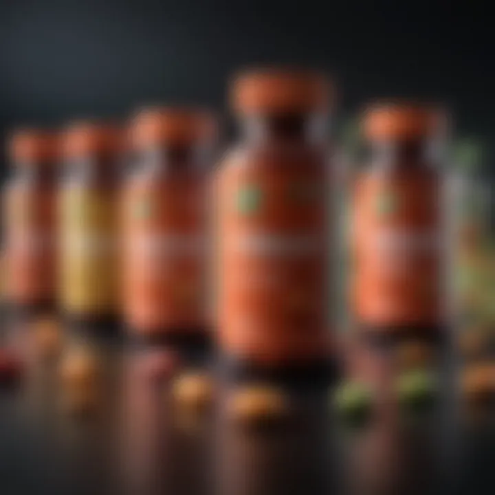 A collection of various multivitamin bottles arranged artfully