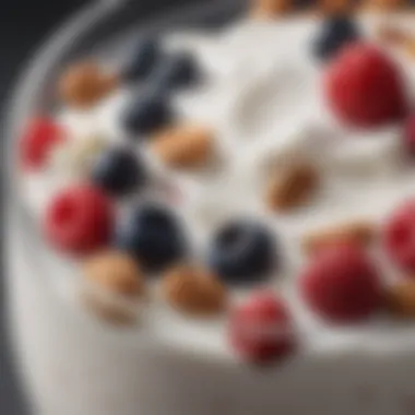 A close-up of a probiotic-rich yogurt topped with berries and nuts