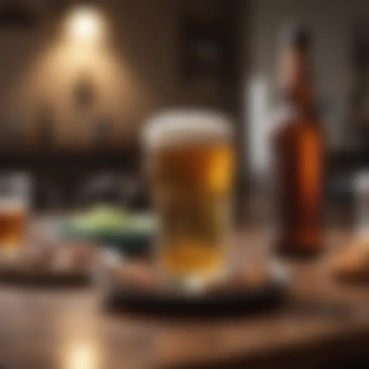 A keto diet plate with light beer on the side