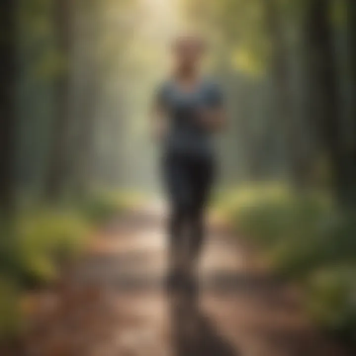 An individual enjoying a brisk walk