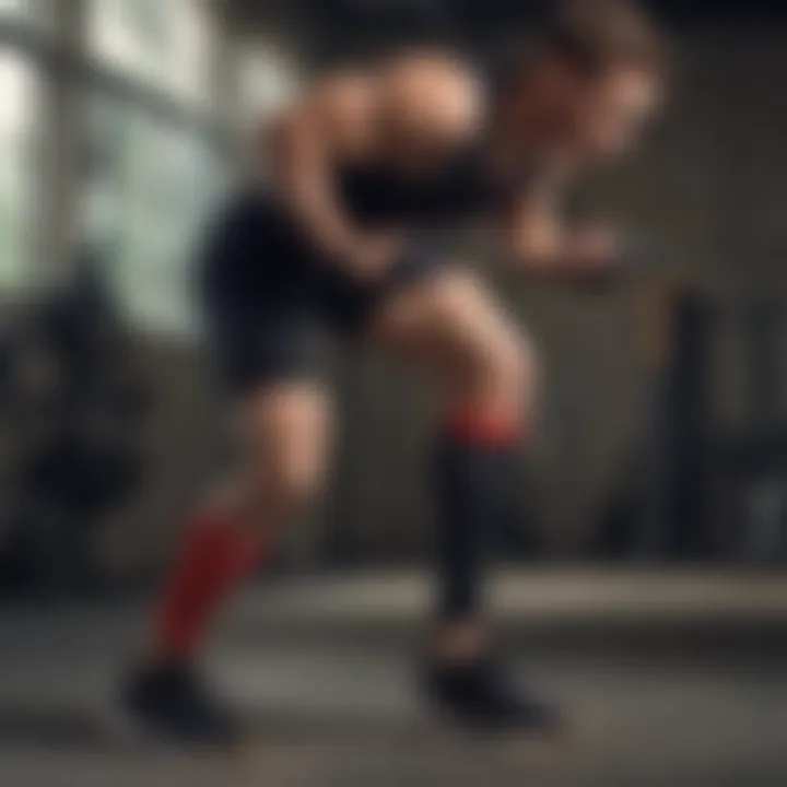 Athlete wearing McDavid Ucool compression leg sleeves during a dynamic workout session