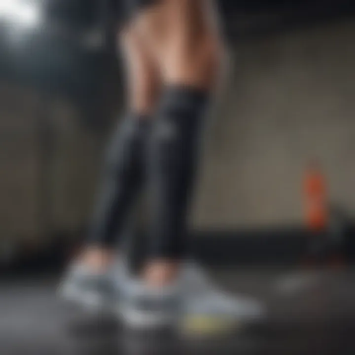 Close-up view of McDavid Ucool compression leg sleeves showcasing their advanced fabric technology