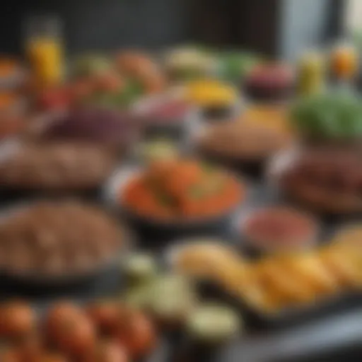 A colorful assortment of nutrient-dense foods arranged on a table