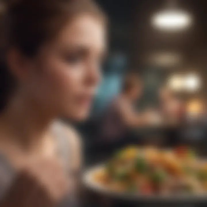 Mindful eating scene with a person savoring a meal.