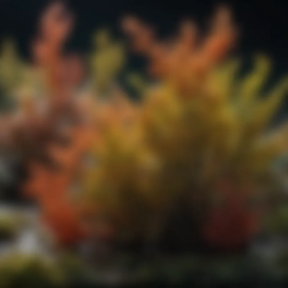 An array of different seaweed varieties displaying vibrant colors.