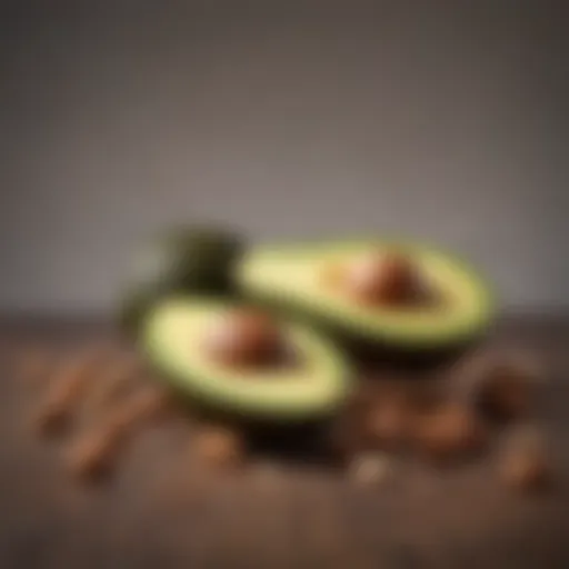 Avocado and nuts representing healthy fats in a keto diet