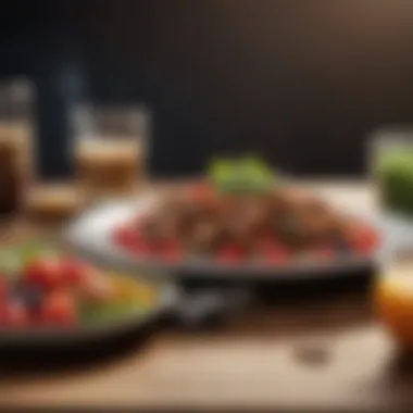 Balanced meal depicting healthy food choices and portions