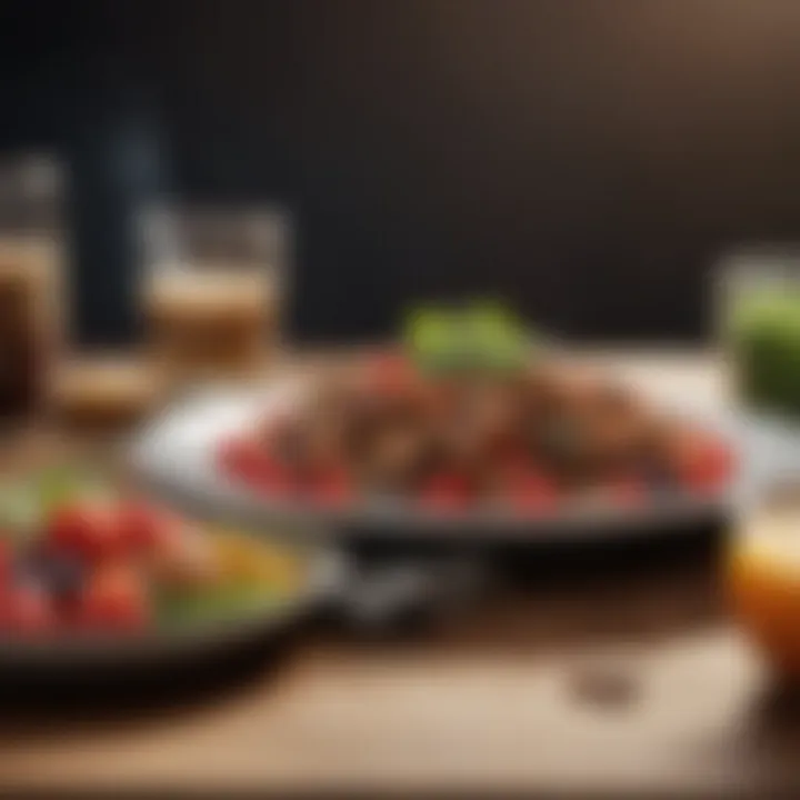 Balanced meal depicting healthy food choices and portions