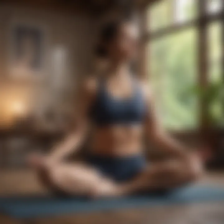 Individual practicing yoga in a serene environment, promoting mental well-being