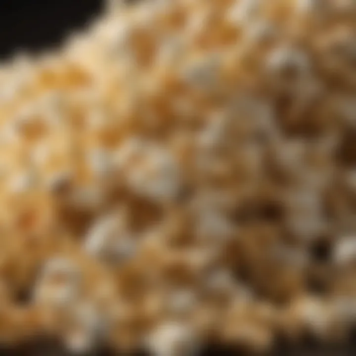 Close-up of popped organic popcorn with seasoning