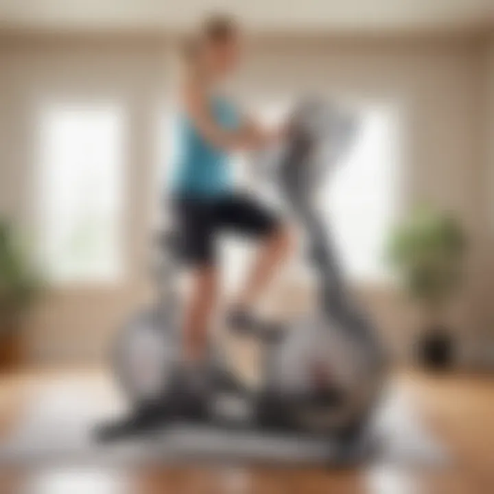 User engaging with a QVC elliptical bike during a workout session