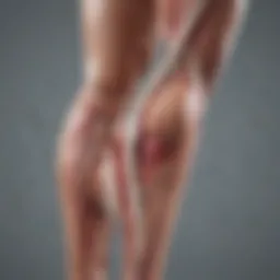Illustration of a calf muscle diagram highlighting areas prone to cramping