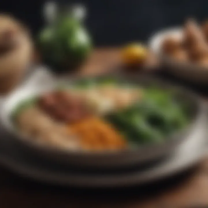 A well-balanced plate showcasing protein, grains, and greens