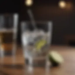 Refreshing water in a clear glass on a wooden table