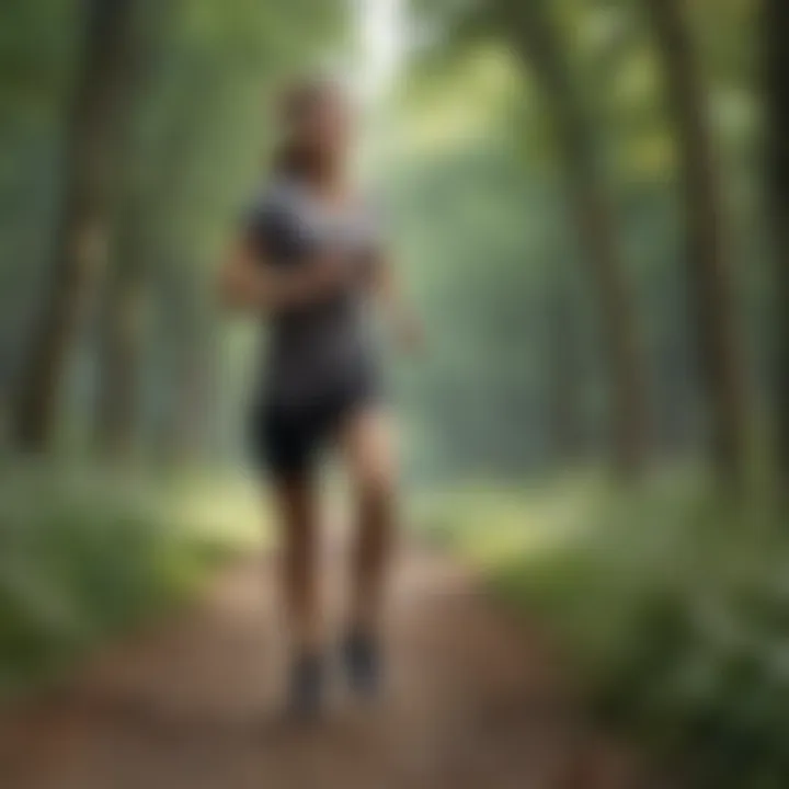 An illustration of a person engaged in physical activity outdoors, promoting the benefits of exercise for liver health.