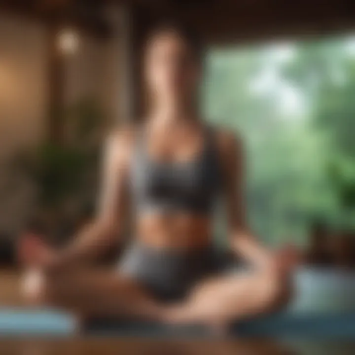 A serene setting with a person practicing meditation or yoga, highlighting the connection between stress management and liver health.