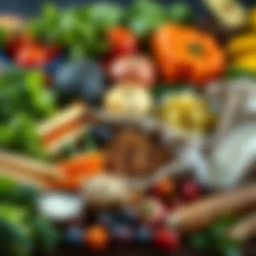 Colorful assortment of healthy foods