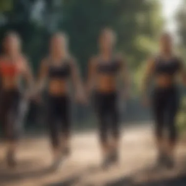 A group of friends exercising together outdoors