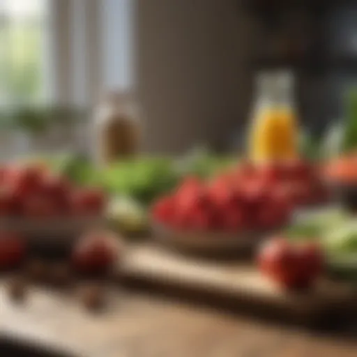 Fresh fruits and vegetables on a table