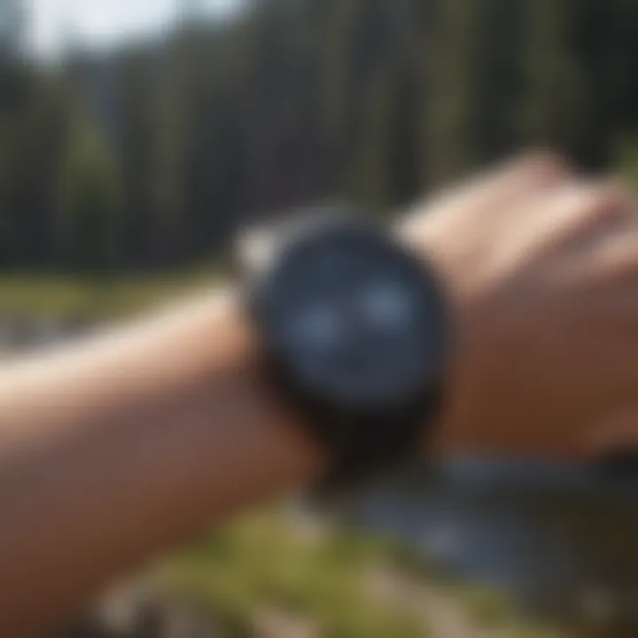 Garmin watch in an outdoor setting, emphasizing durability