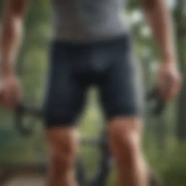 Cyclist showcasing various styles of cycling shorts